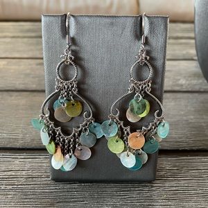 Multi-Colored Shell Boho Silver-tone Earrings